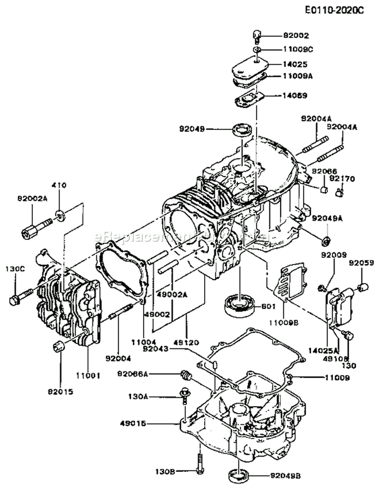 Page E Diagram and Parts List for FB460V BS29 Kawasaki Engine