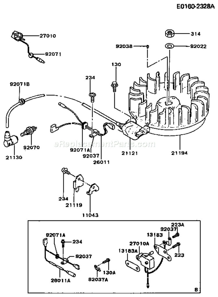 Page F Diagram and Parts List for FB460V-BS28  Kawasaki Engine