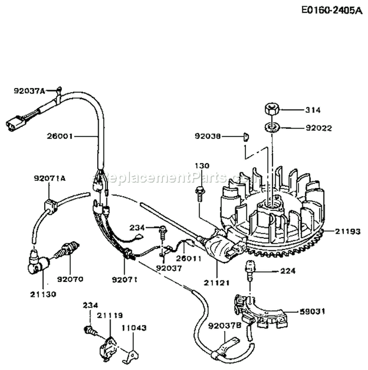 Page F Diagram and Parts List for FB460V BS32 Kawasaki Engine