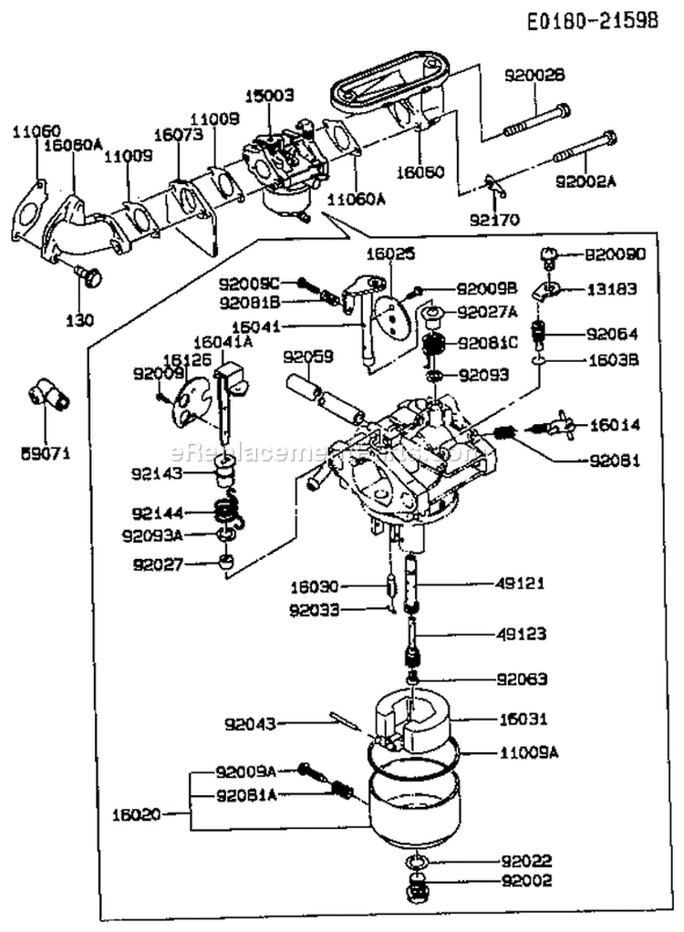 Page B Diagram and Parts List for FB460V BS33 Kawasaki Engine