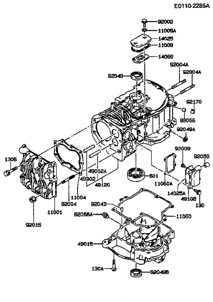 Page E Diagram and Parts List for FB460V BS33 Kawasaki Engine