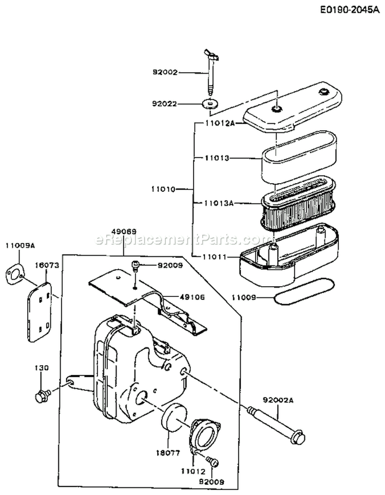 Page A Diagram and Parts List for FB460V-AS17  Kawasaki Engine
