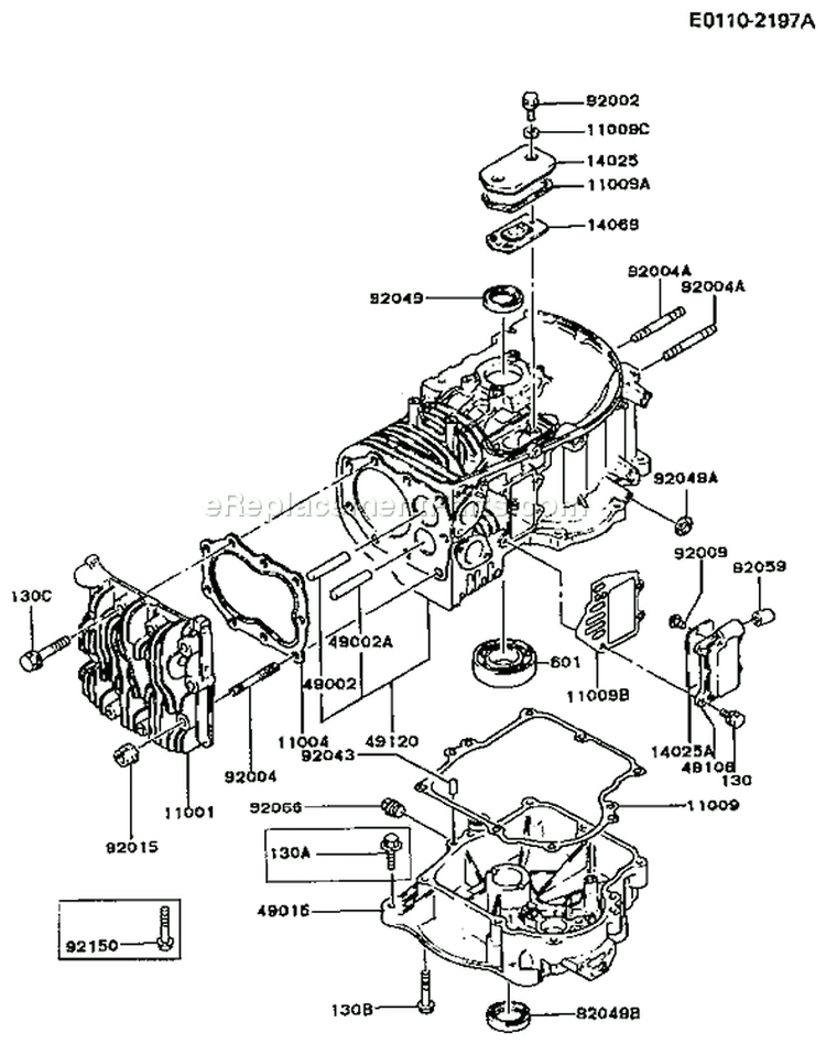 Page E Diagram and Parts List for FB460V-CS16  Kawasaki Engine