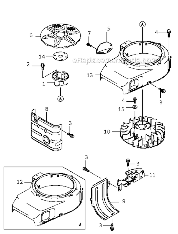 Cooling Equipment Diagram and Parts List for FB460V-DS08  Kawasaki Engine