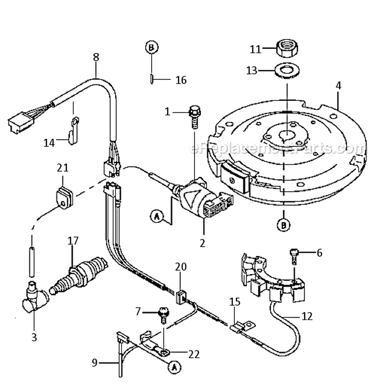 Electric Equipment Diagram and Parts List for FB460V-DS08  Kawasaki Engine