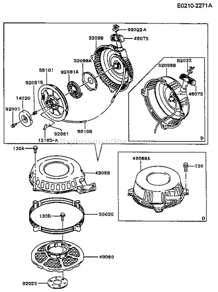 Page J Diagram and Parts List for FB460V-CS12  Kawasaki Engine