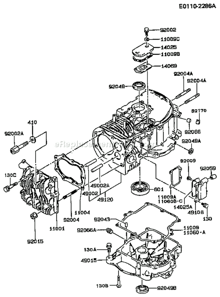Page E Diagram and Parts List for FB460V-CS12  Kawasaki Engine