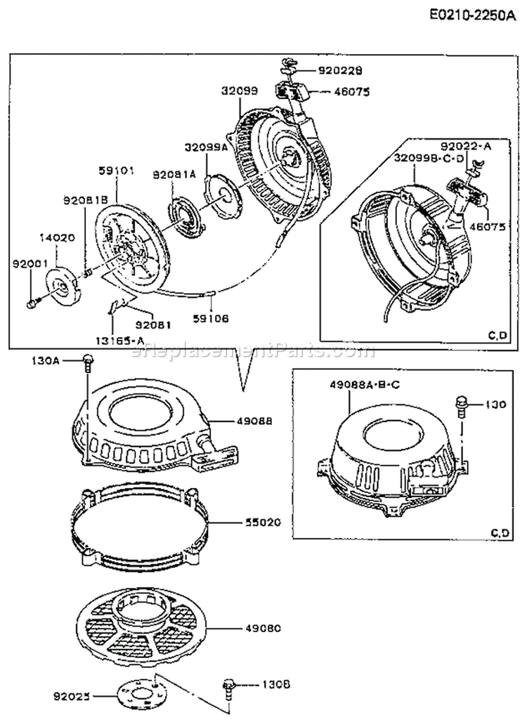 Page J Diagram and Parts List for FB460V-CS20  Kawasaki Engine