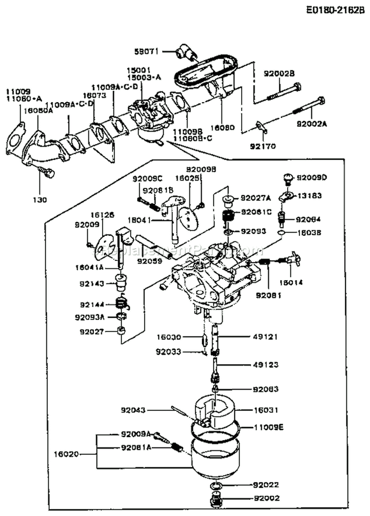 Page B Diagram and Parts List for FB460V-CS20  Kawasaki Engine