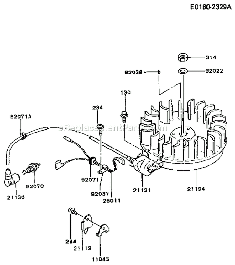 Page F Diagram and Parts List for FB460V-CS20  Kawasaki Engine