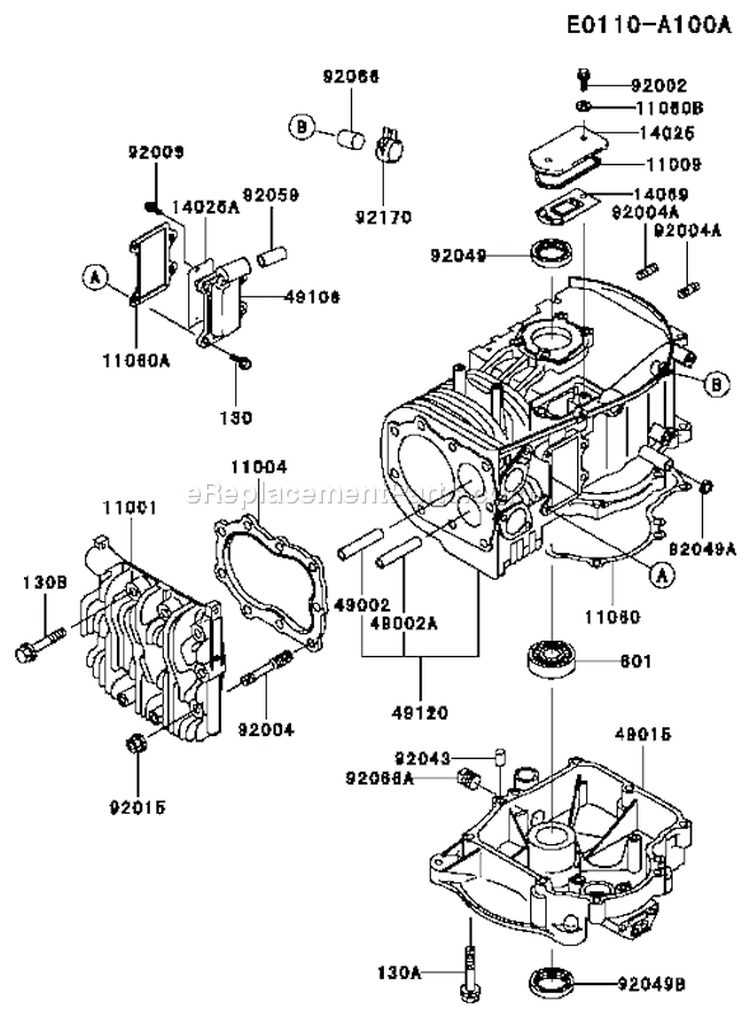 Page E Diagram and Parts List for FB460V ES33 Kawasaki Engine