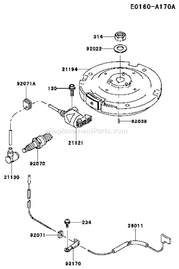 Page F Diagram and Parts List for FB460V ES33 Kawasaki Engine