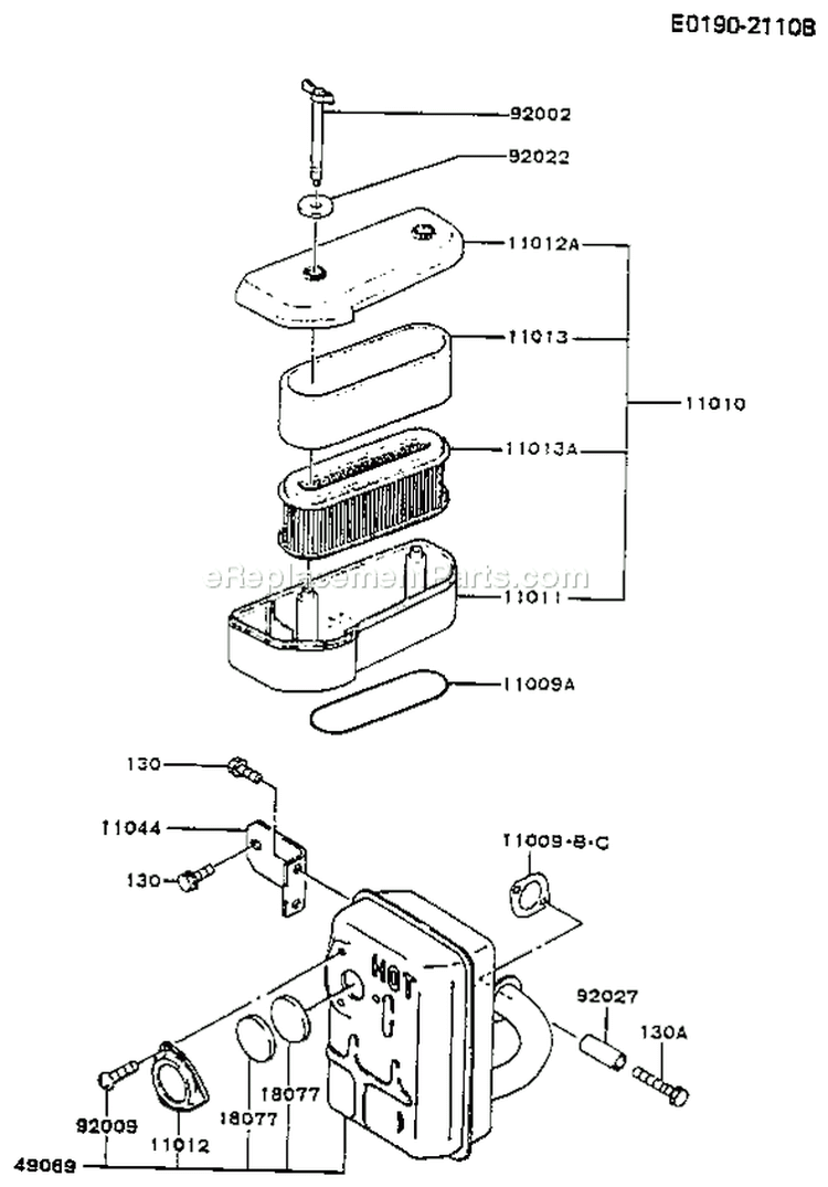 Page A Diagram and Parts List for FB460V FS08 Kawasaki Engine