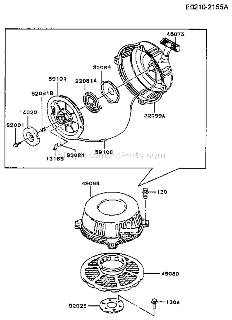 Page J Diagram and Parts List for FB460V FS08 Kawasaki Engine