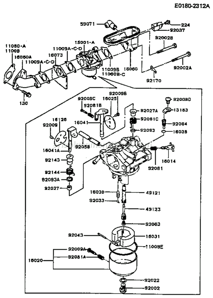 Page B Diagram and Parts List for FB460V FS08 Kawasaki Engine
