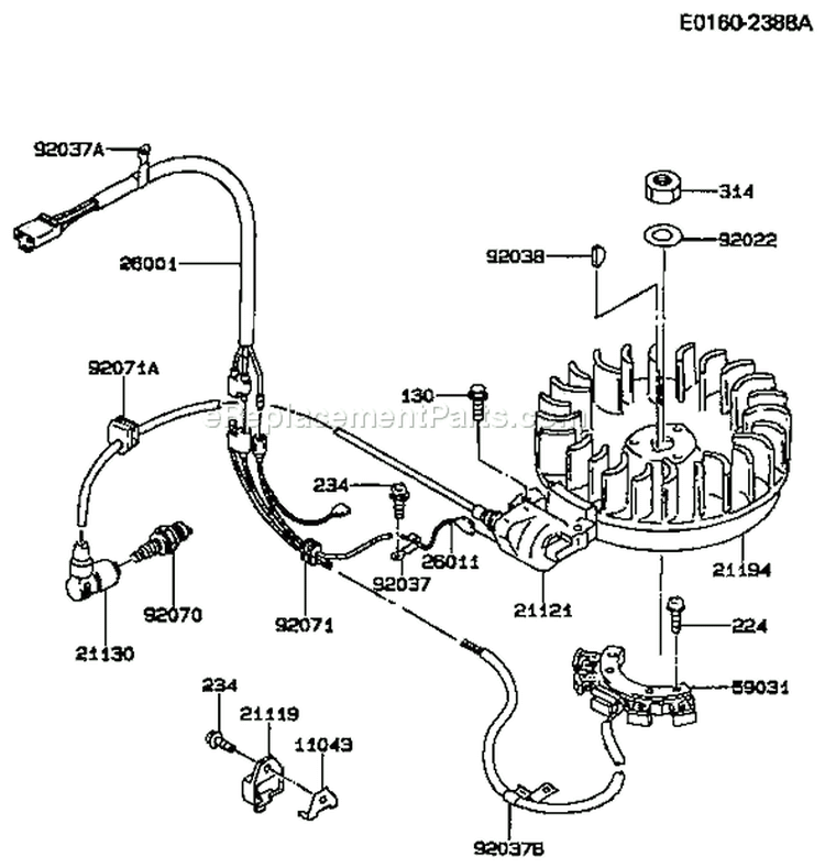 Page F Diagram and Parts List for FB460V FS08 Kawasaki Engine