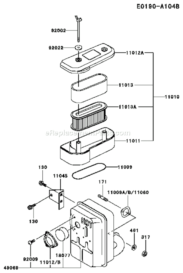 Page A Diagram and Parts List for FB460V ES29 Kawasaki Engine