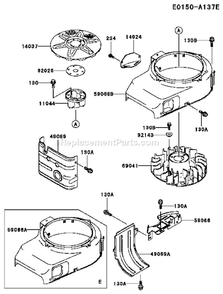 Page D Diagram and Parts List for FB460V ES29 Kawasaki Engine