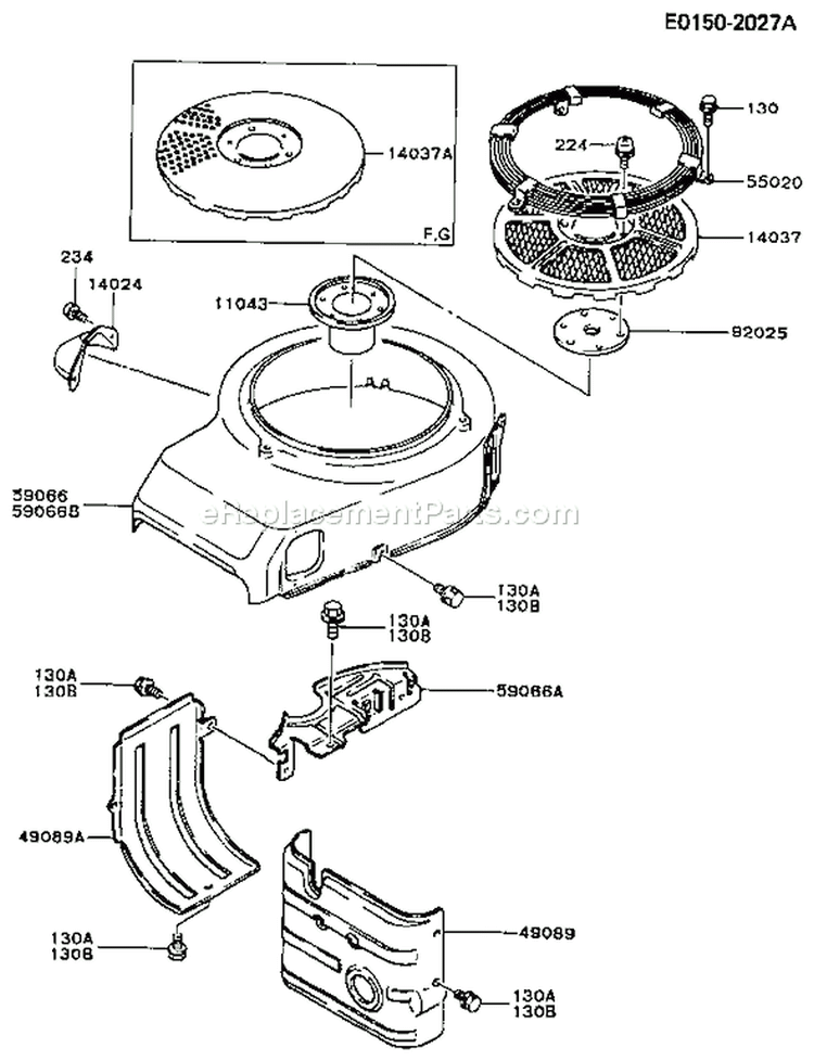 Page D Diagram and Parts List for FB460V-FS03  Kawasaki Engine