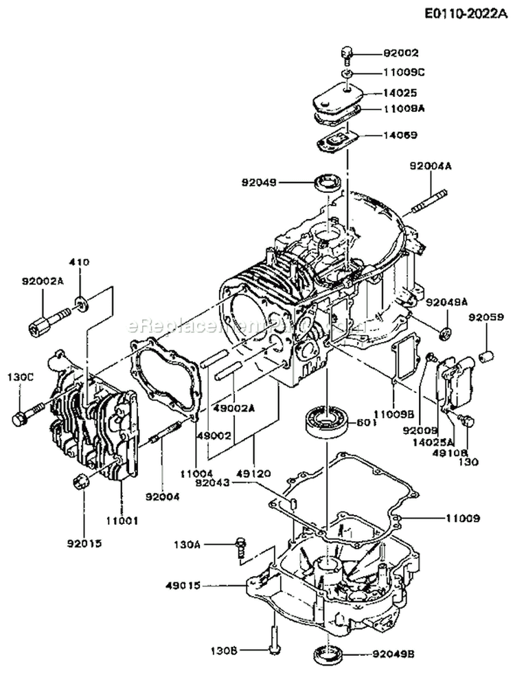 Page E Diagram and Parts List for FB460V-FS03  Kawasaki Engine
