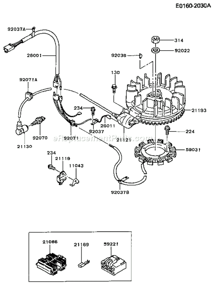 Page F Diagram and Parts List for FB460V-FS03  Kawasaki Engine