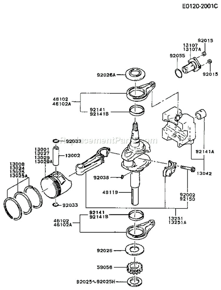 Page I Diagram and Parts List for FB460V-BS28  Kawasaki Engine