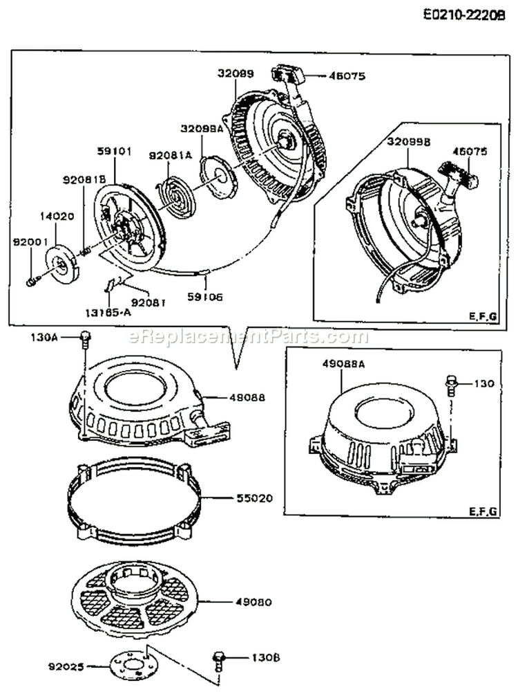 Page J Diagram and Parts List for FB460V CS14 Kawasaki Engine