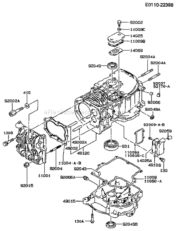 Page E Diagram and Parts List for FB460V CS14 Kawasaki Engine