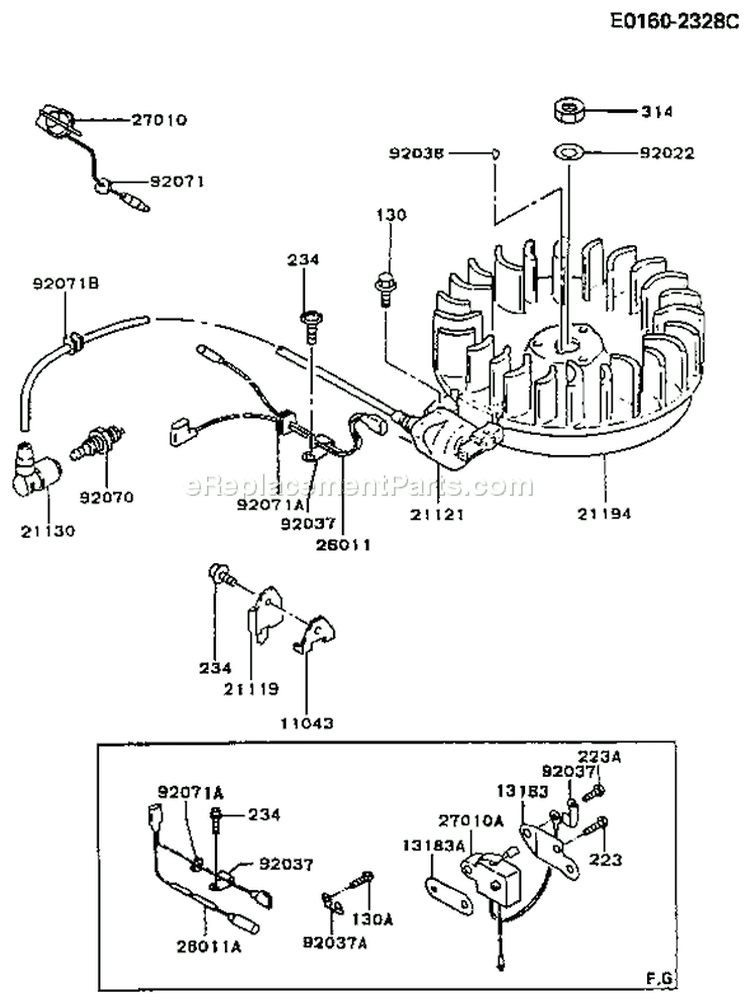 Page F Diagram and Parts List for FB460V CS14 Kawasaki Engine