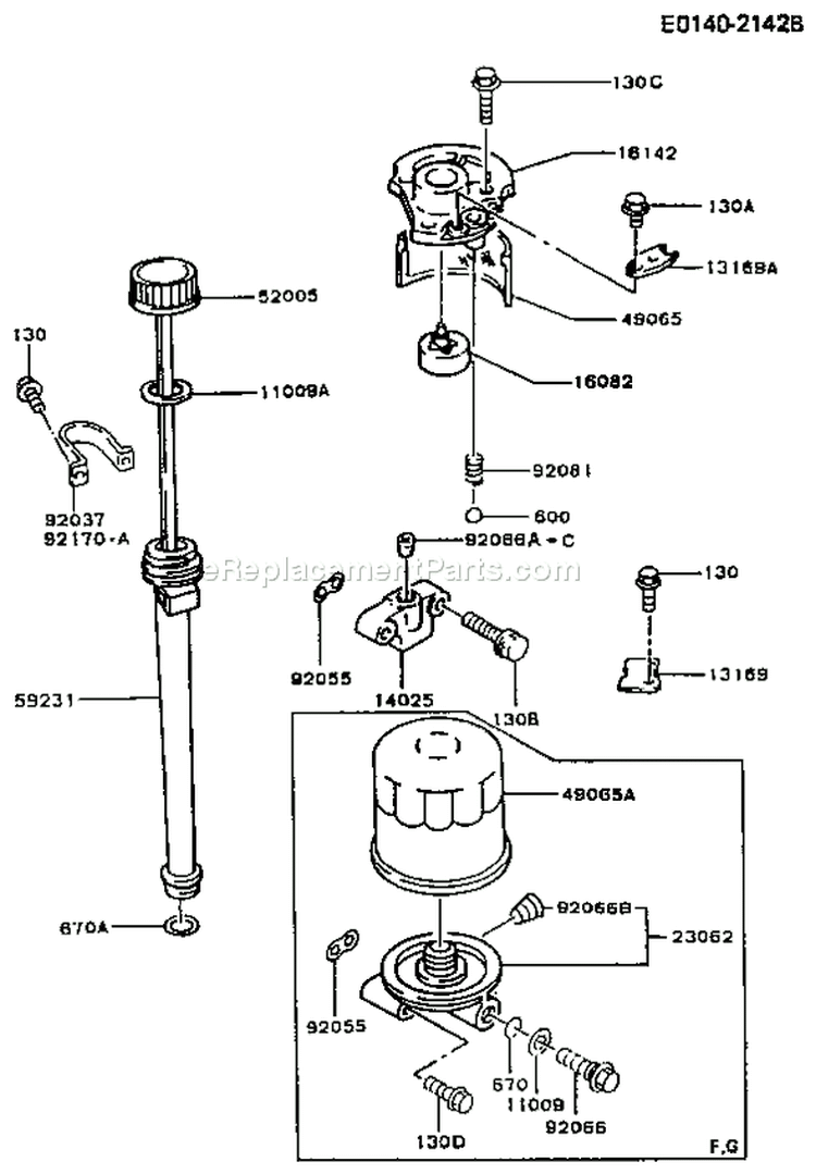 Page H Diagram and Parts List for FB460V CS14 Kawasaki Engine