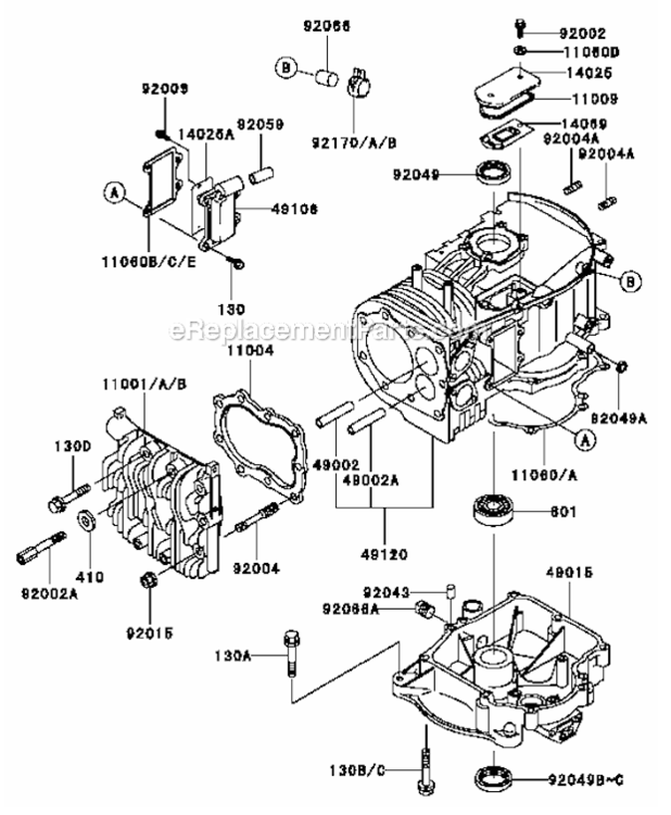 Page J Diagram and Parts List for FB460V-HS01  Kawasaki Engine