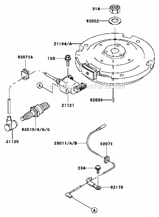 Electric-Equipment Diagram and Parts List for FB460V-HS01  Kawasaki Engine