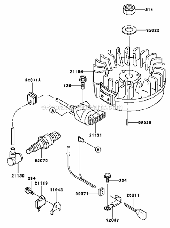 Page L Diagram and Parts List for FB460V-HS01  Kawasaki Engine
