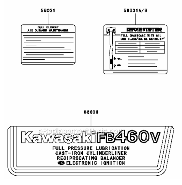 Page N Diagram and Parts List for FB460V-HS01  Kawasaki Engine