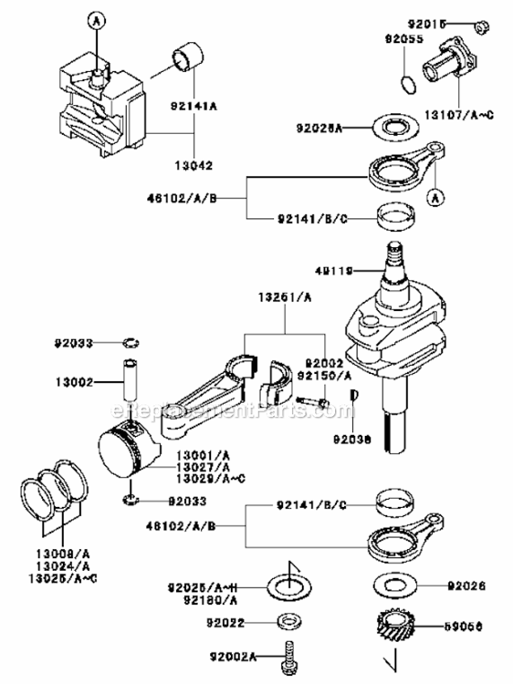 Page R Diagram and Parts List for FB460V-HS01  Kawasaki Engine