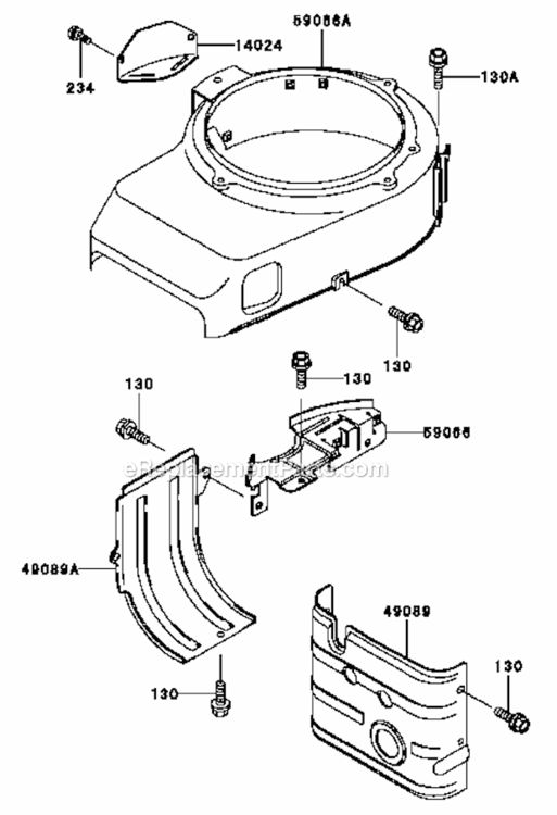 Page H Diagram and Parts List for FB460V-HS01  Kawasaki Engine