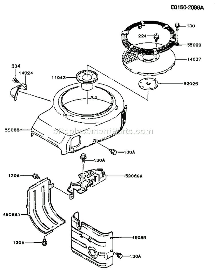 Page D Diagram and Parts List for FB460V-HS04  Kawasaki Engine