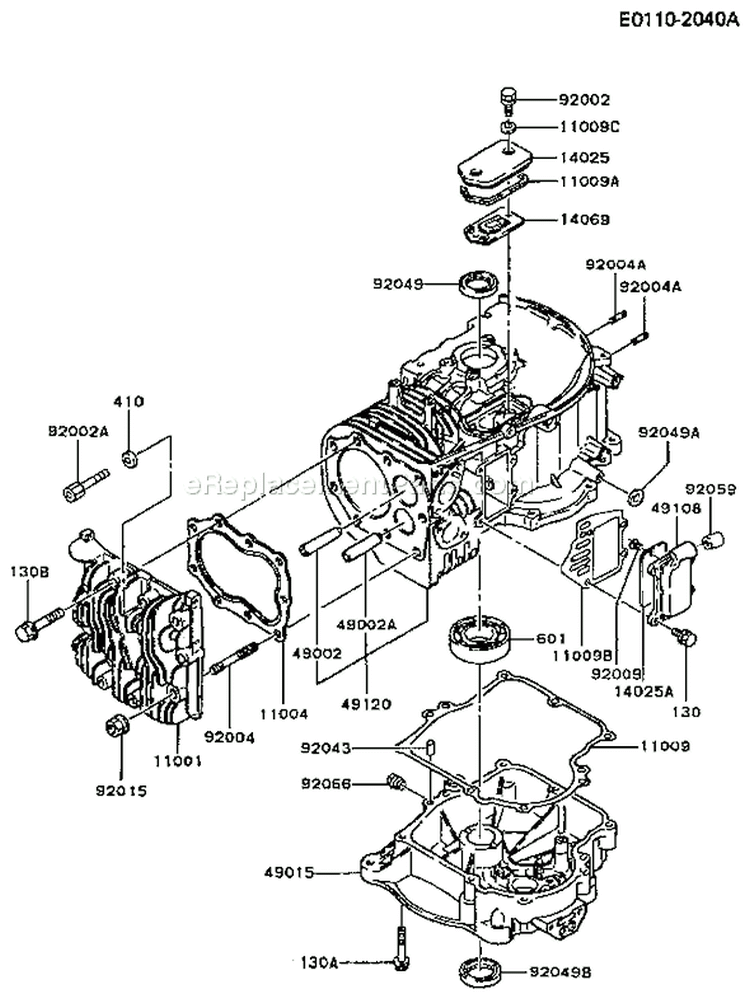 Page E Diagram and Parts List for FB460V-HS04  Kawasaki Engine