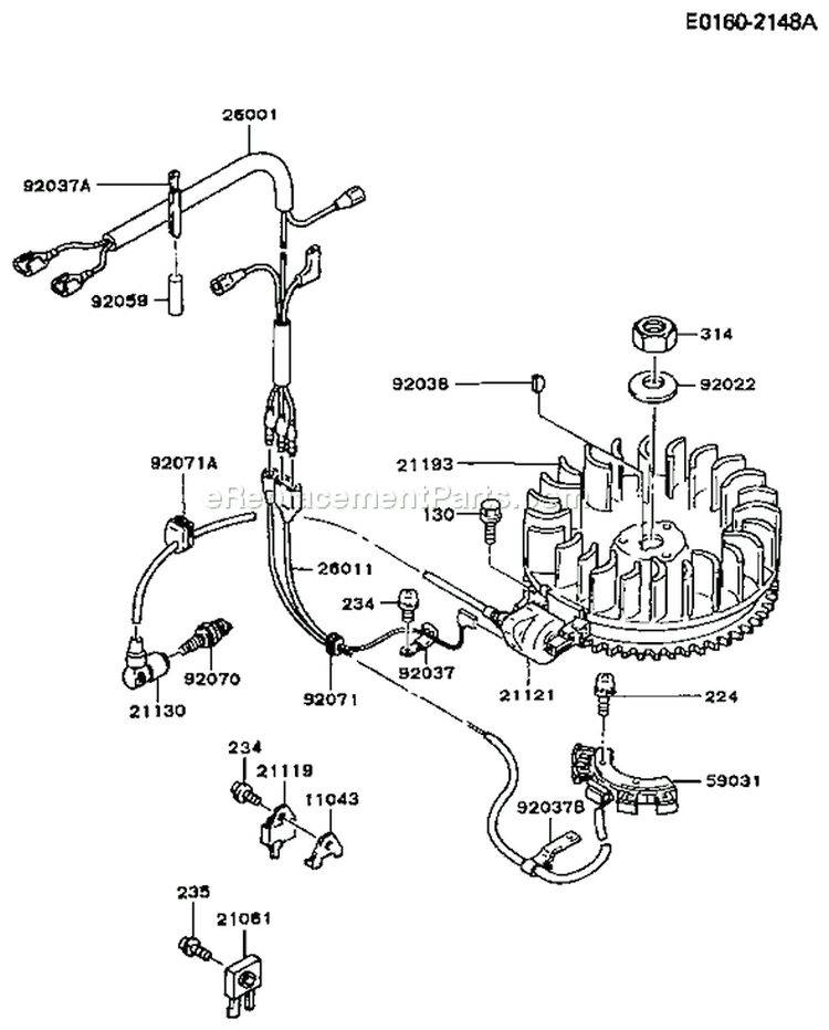 Page F Diagram and Parts List for FB460V-HS04  Kawasaki Engine