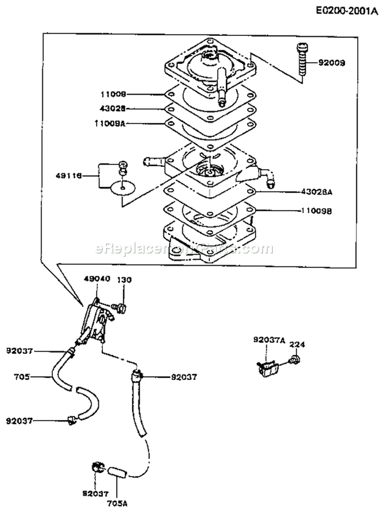 Page G Diagram and Parts List for FB460V-FS03  Kawasaki Engine