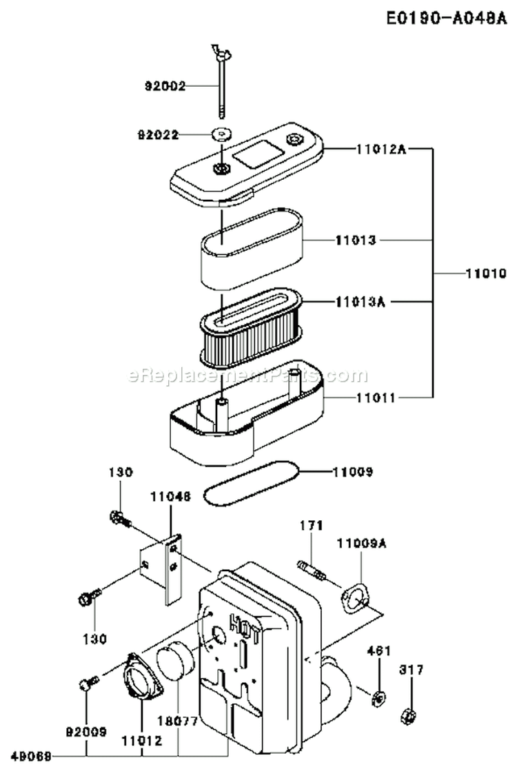 Page A Diagram and Parts List for FB460V HS14 Kawasaki Engine