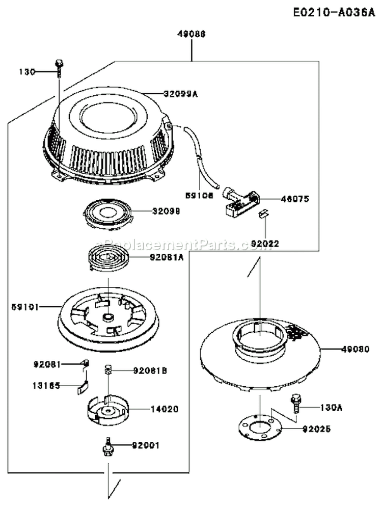 Page J Diagram and Parts List for FB460V HS14 Kawasaki Engine