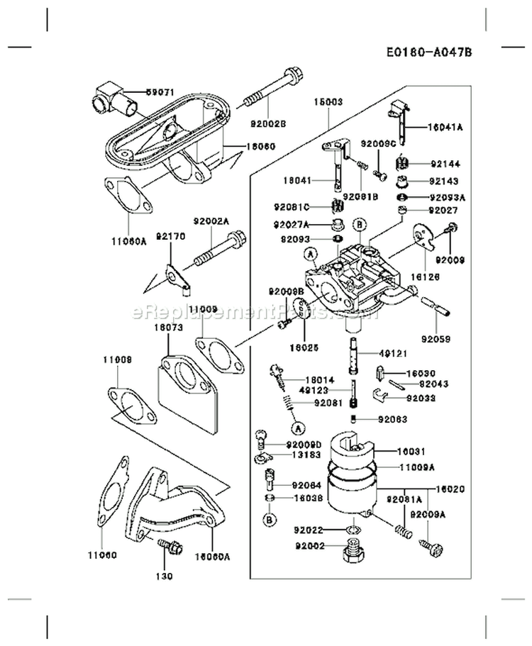 Page B Diagram and Parts List for FB460V HS14 Kawasaki Engine
