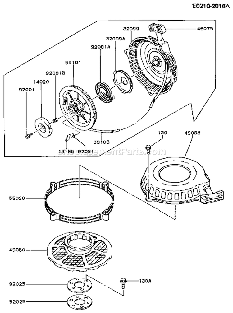 Page K Diagram and Parts List for FB460V-AS17  Kawasaki Engine