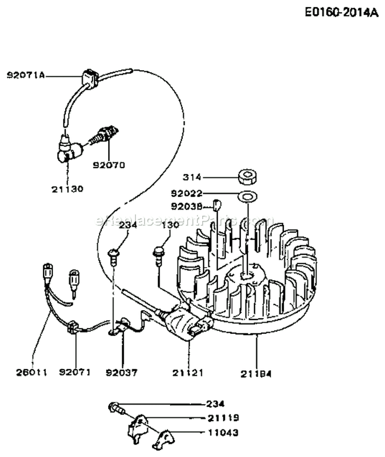 Page F Diagram and Parts List for FB460V-ES07  Kawasaki Engine
