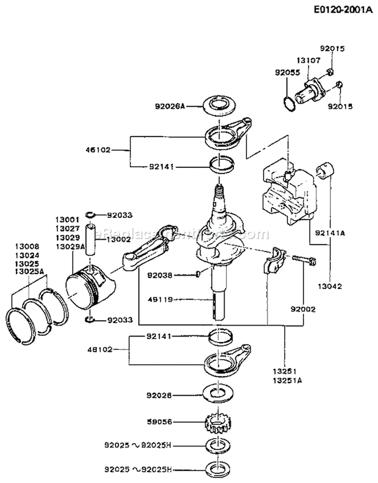 Page J Diagram and Parts List for FB460V-HS04  Kawasaki Engine