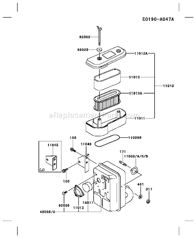 Page A Diagram and Parts List for FB460V KS01 Kawasaki Engine