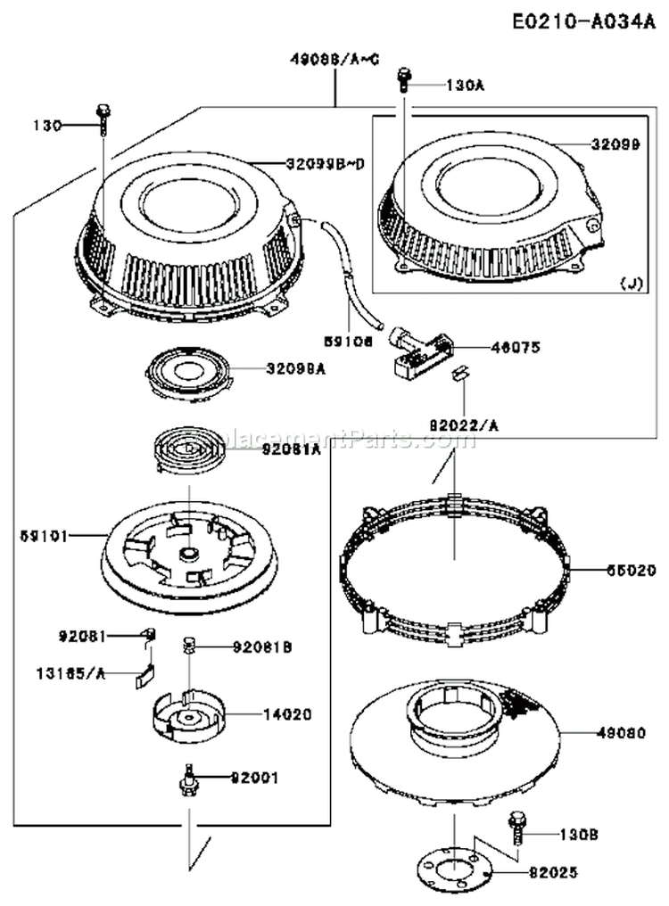 Page J Diagram and Parts List for FB460V KS01 Kawasaki Engine