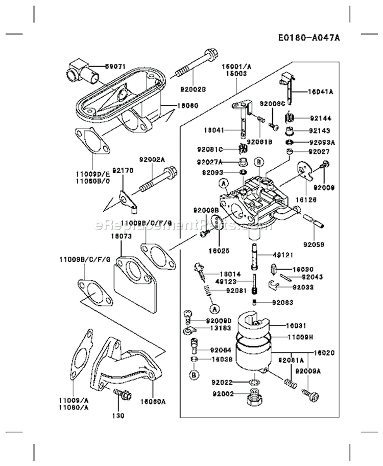 Page B Diagram and Parts List for FB460V KS01 Kawasaki Engine