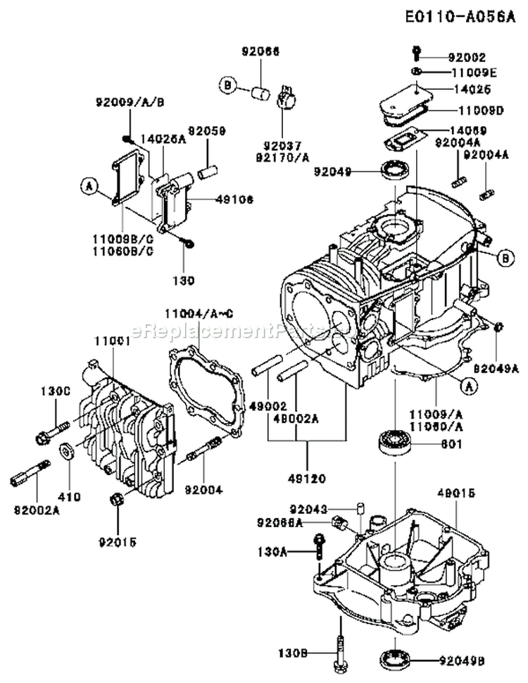 Page E Diagram and Parts List for FB460V KS01 Kawasaki Engine